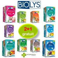 2+1 gratuit sur tout l'assortiment des tisanes BIOLYS dans votre pharmacie préférée ! 